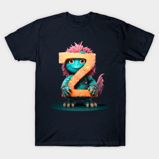 Cute Monster for Kids Alphabet Letter Z Funny Back to School T-Shirt